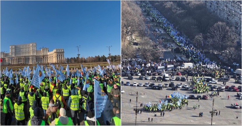 FOTO. Peste 250 de polițiști vâlceni protestează în Capitală împotriva “ordonanței trenuleț”