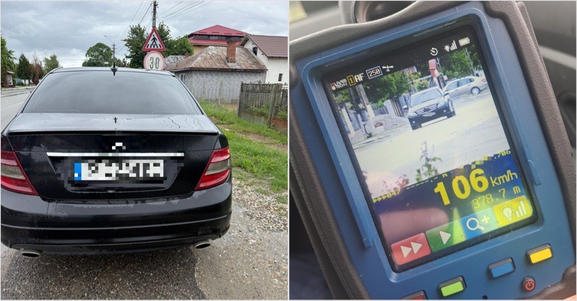 FOTO – Grăbit și ilegal: prins cu 106 km/h pe un drum din Vâlcea, cu mașina neînmatriculată