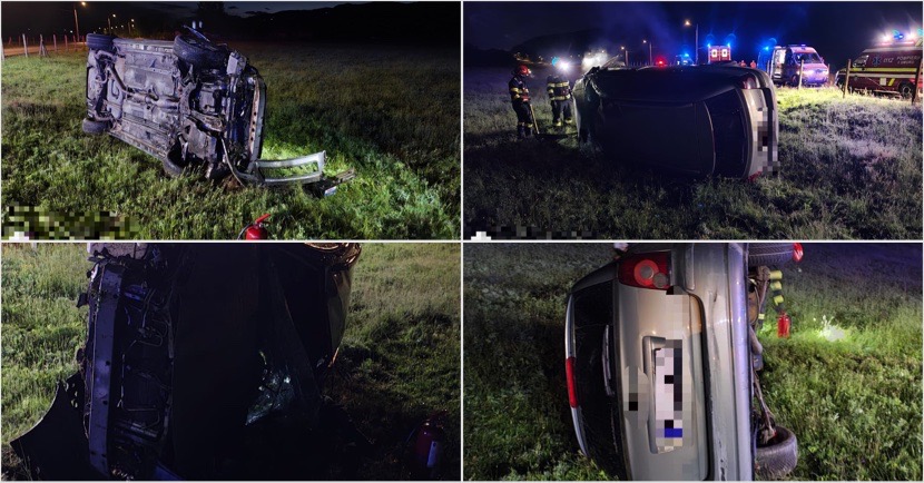 FOTO – ACCIDENT GRAV LA DĂEȘTI! Mașină răsturnată, cinci tineri răniți!