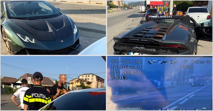 FOTO – Vitezoman prins cu 196 km/h pe DN7, în Vâlcea. Șoferul e Andrew Tate. Permis suspendat pe loc