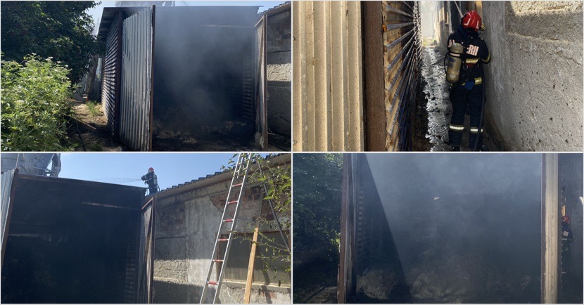 FOTO/UPDATE – DEPOZIT în FLĂCĂRI la IONEȘTI – pompierii intervin de urgență
