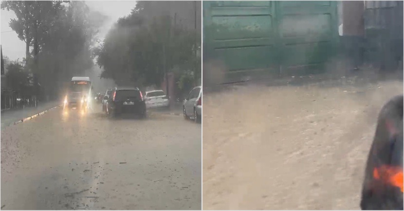 VIDEO. Carosabil inundat pe o stradă din Râmnicu Vâlcea