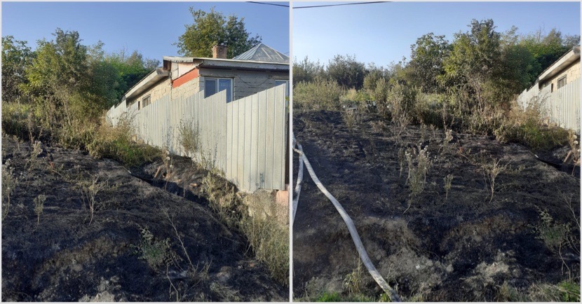 FOTO. Incendiu de vegetație în apropierea casele oamenilor din Bălcești