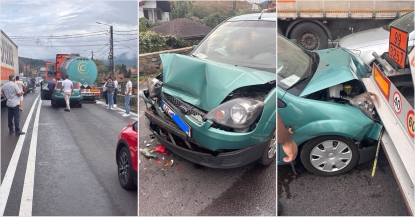 FOTO. Un nou ACCIDENT la BUJORENI. Coliziune între o cisterna și o mașină