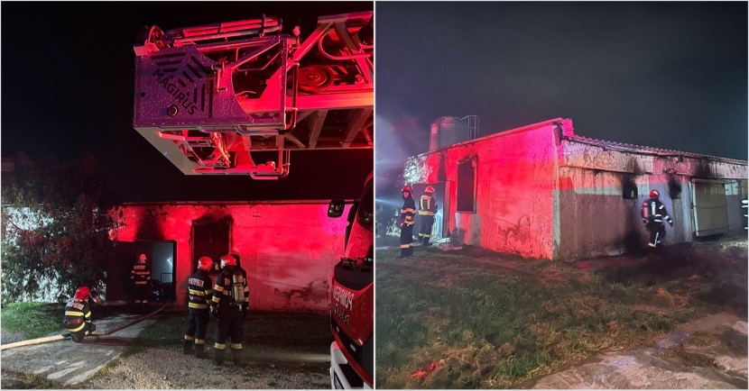 FOTO/UPDATE – INCENDIU DEVASTATOR la o fermă de pui din BUDEȘTI