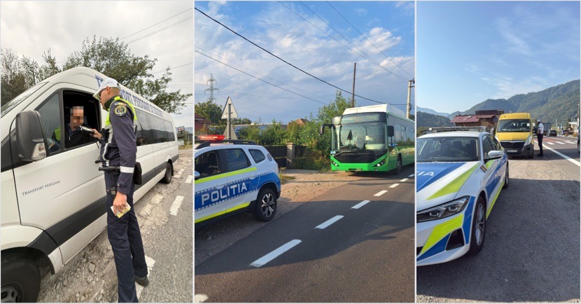FOTO – Polițiștii au luat la puricat microbuzele școlare, dar și autobuzele din Vâlcea