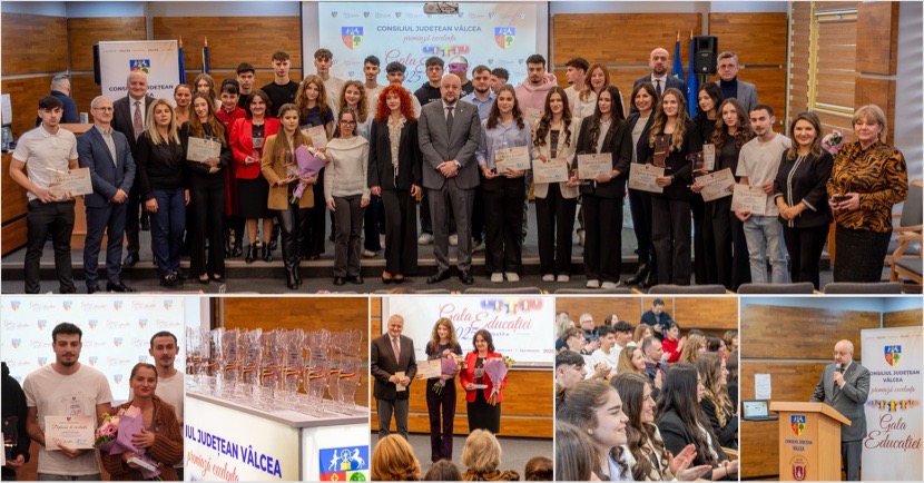 FOTO – Gala Educației Vâlcea: elevii de nota 10, premiați într-un cadru festiv. Președintele Rădulescu anunță extinderea evenimentului din 2026
