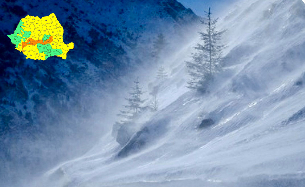 Vreme severă în Vâlcea: cod portocaliu în nord, cod galben în restul județului