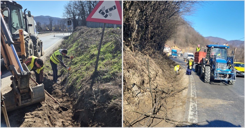 Lucrari DN 7 decolmatare santuri BUJORENI trafic