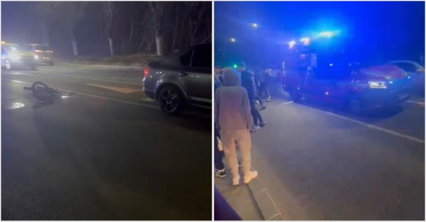 FOTO/VIDEO. ACCIDENT GRAV în zona Supeco din Râmnicu Vâlcea. Impact între un autoturism și o bicicletă electrică