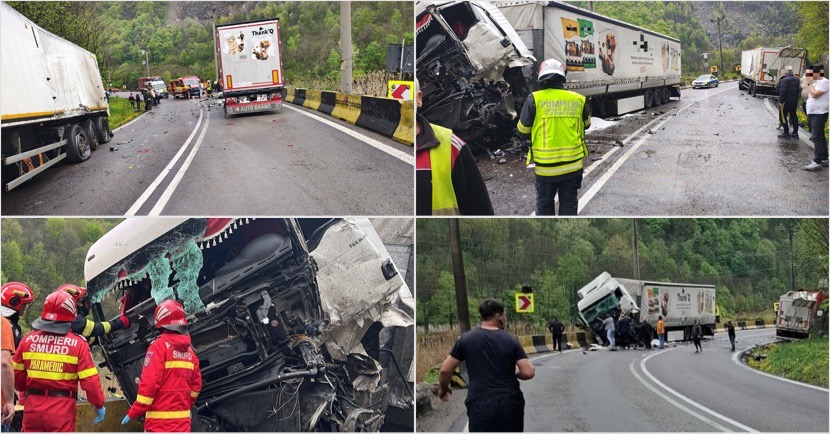 FOTO. ACCIDENT GRAV pe VALEA OLTULUI. Impact între două TIR-uri