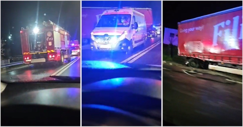 FOTO/VIDEO. Accident mortal pe DN 7, la Blidari, noaptea trecută: un șofer de TIR și-a pierdut viața