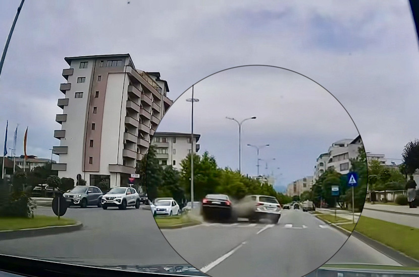 FOTO/VIDEO. ACCIDENT pe b-dul Dem Rădulescu din Râmnicu Vâlcea. Momentul impactului! Un rănit