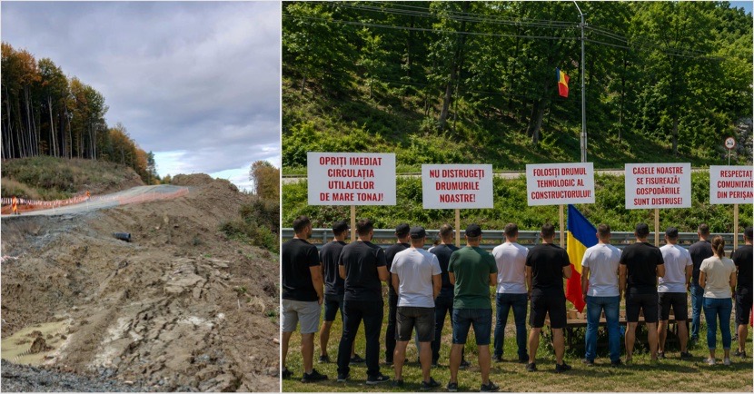 Un nou protest anunțat la Perișani. Localnicii ies din nou în stradă din cauza traficului greu generat de lucrările la Autostrada Sibiu–Pitești