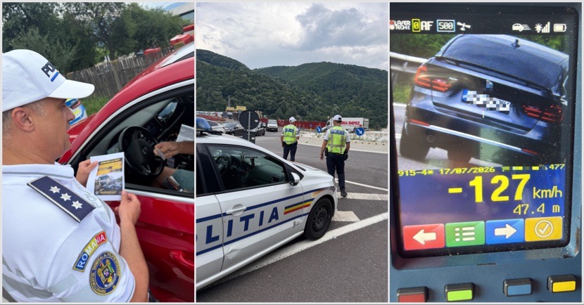 FOTO – 71 de șoferi prinși cu viteză peste limită, în doar patru ore de controale pe DN 7