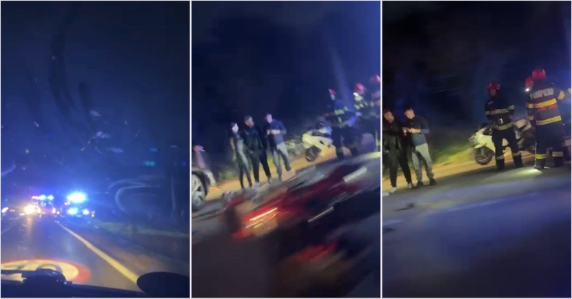 VIDEO. ACCIDENT la BUNEȘTI. Motociclist rănit după un impact cu un autoturism