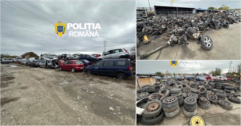 FOTO – Dosar penal la o firmă de dezmembrări din Mihăești. Ce au găsit anchetatorii